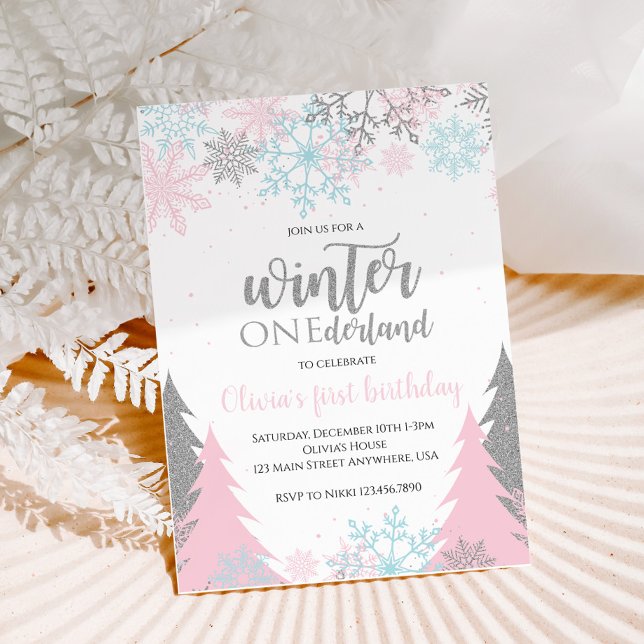 Invitation Winter Onederland Premier Anniversaire Flocons de  (Créateur téléchargé)