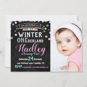 Invitation Winter Onederland Premier anniversaire Photo Invit