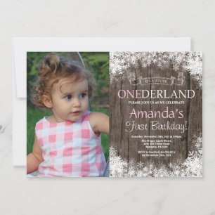 Invitation Winter Onederland Rustic Boy 1er Anniversaire Phot