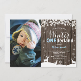Invitation Winter Onederland Rustic Boy 1er Anniversaire Phot