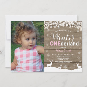 Invitation Winter Onederland Rustic Girl 1er anniversaire Pho