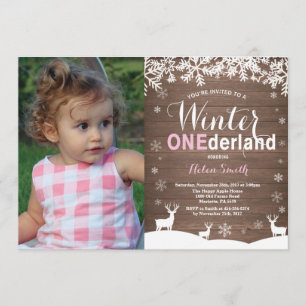 Invitation Winter Onederland Rustic Girl 1er anniversaire Pho