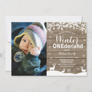 Invitation Winter Onederland Rustique 1er anniversaire Photo
