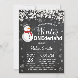 Invitation Winter Onederland Snowman 1er anniversaire