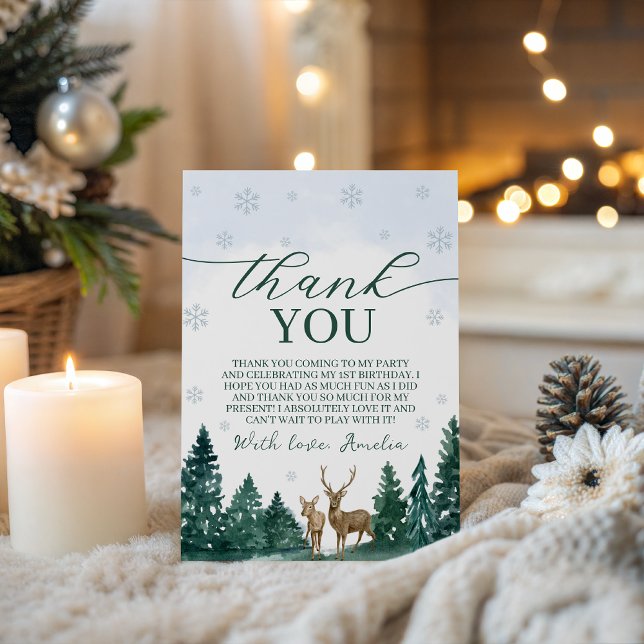 Invitation Winter ONEderland Thank You Card (Créateur téléchargé)