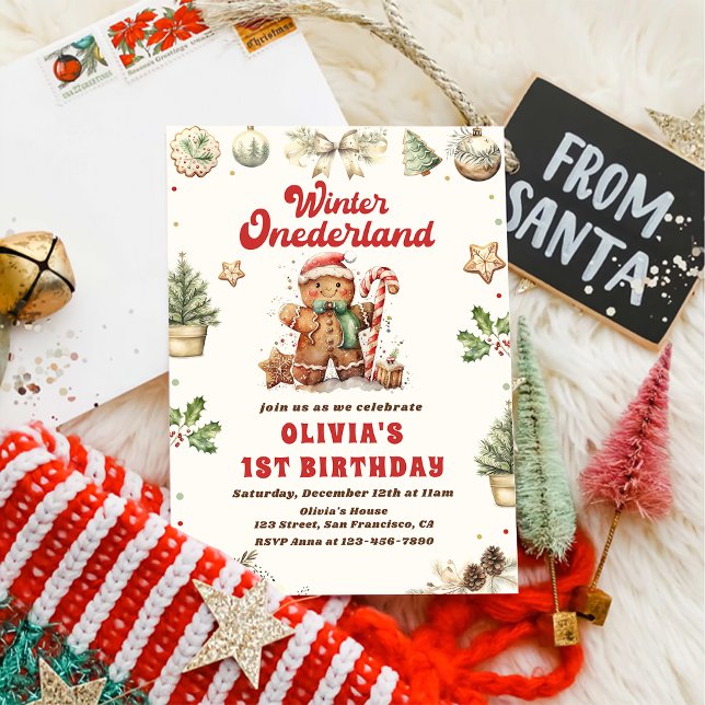 Invitation Winter Onederland Vert Noël Cookie Anniversaire (Créateur téléchargé)