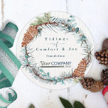 Invitation Winter Pinecone Eucalyptus Company Logo Noël<br><div class="desc">La couronne d'hiver avec aiguilles de pin vert, pinecones brunes et eucalyptus vert doux est belle en aquarelle pour cette carte de Noël d'affaires. L'artisanat à feuillage persistant des aiguilles de pin est polyvalent pour une variété de palettes couleur rouille, cuivre, brun et vert forêt. Le design plante de mariage...</div>