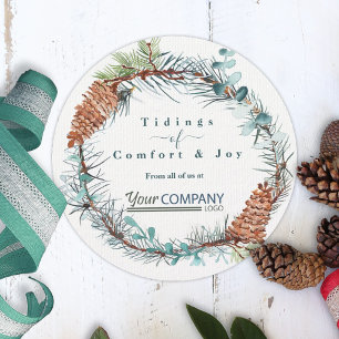 Invitation Winter Pinecone Eucalyptus Company Logo Noël