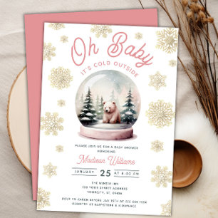 Invitation Winter Pink Il fait froid à l'extérieur du Baby sh