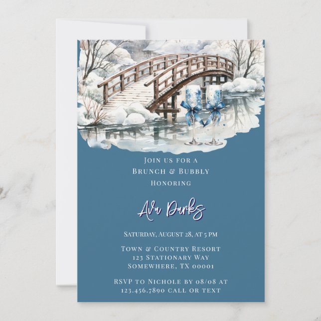 Invitation Winter Pont en bois Pond en bois Brunch & Bubbly (Devant)