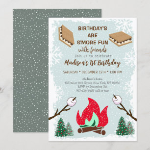 Invitation Winter S'mores Feu de Campagne Chocolat Anniversai