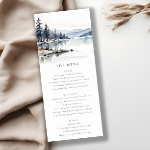 Invitation Winter Snow Mountain Lake Paysage Menu Mariage