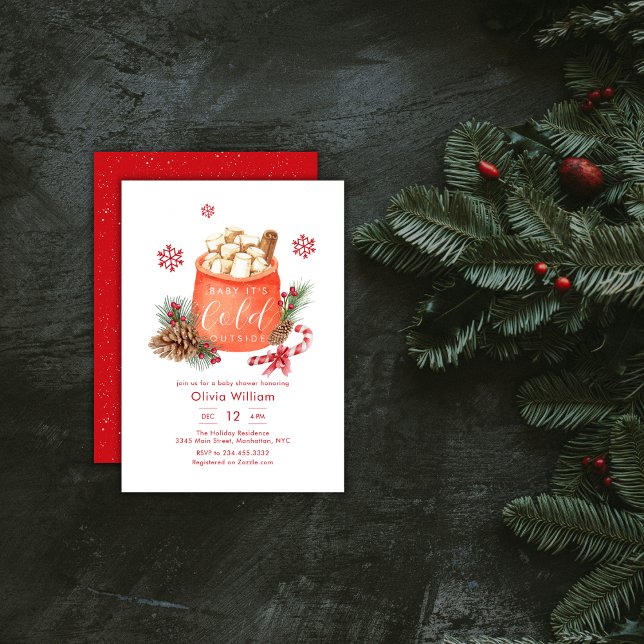 Invitation Winter Snowflake Festive Coffee Smore Baby Shower  (Winter Snowflake Festive Coffee Smore Baby Shower Invitation)