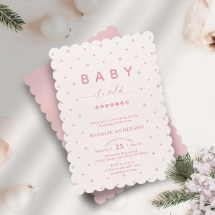 Invitation Winter Soft Rose Il fait froid dehors Baby shower