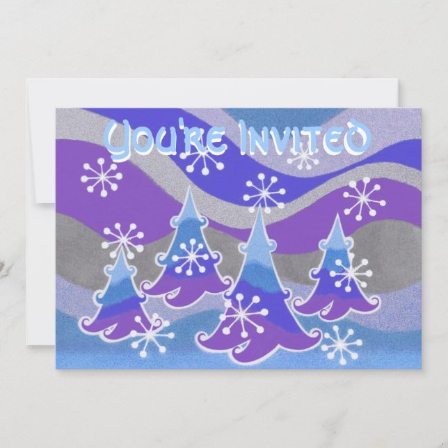 Invitation Winter Trees blue 'You're Invited' (Devant)