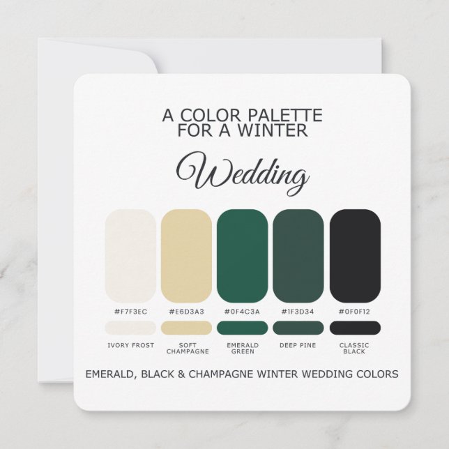 Invitation Winter Wedding Color Palette 2026 Card (Devant)