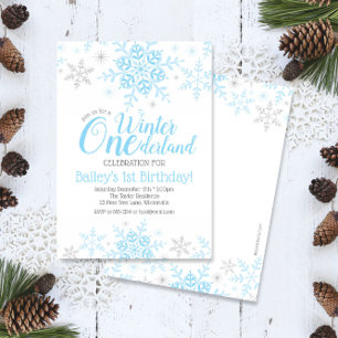 Invitation Winter Wonderland 1er anniversaire Boy Blue