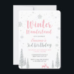 Invitation Winter Wonderland 3ème anniversaire Invitation, Gi<br><div class="desc">Célébrez une journée spéciale pour votre bien-aimé avec cette jolie invitation d'anniversaire Winter Wonderland! Ce design présente des graphismes de cerfs et de flocons de neige mignons avec un thème de couleur parties scintillant rose et argent. Vous pouvez ajouter n'importe quelle couleur arrière - plan.</div>