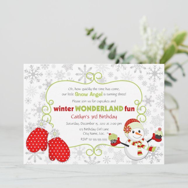 Invitation Winter Wonderland Anniversaire (Debout devant)
