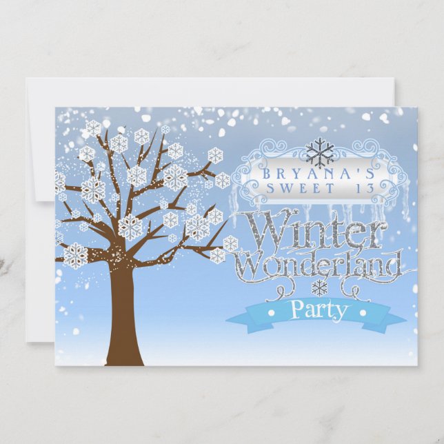 Invitation Winter Wonderland Anniversaire Fête Photo Invitati (Devant)