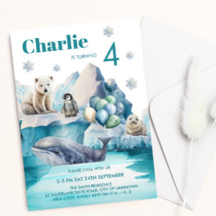 Invitation Winter Wonderland Arctic Animaux Anniversaires de