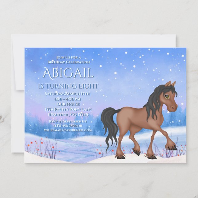 Invitation Winter Wonderland Bay Horloge et neige Anniversair (Devant)