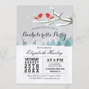 Invitation Winter Wonderland Bird Reindeer Bachelorette Party
