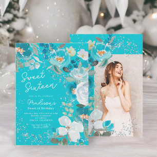 Invitation Winter Wonderland bleu turquoise Floral Sweet sixt