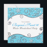 Invitation Winter Wonderland Blue & Silver Swils Bleu brillan<br><div class="desc">Winter Wonderland Blue & Silver Swirls Bleu brillant Invitations. Customisez ceci pour n'importe quel événement,  avant et arrière.</div>