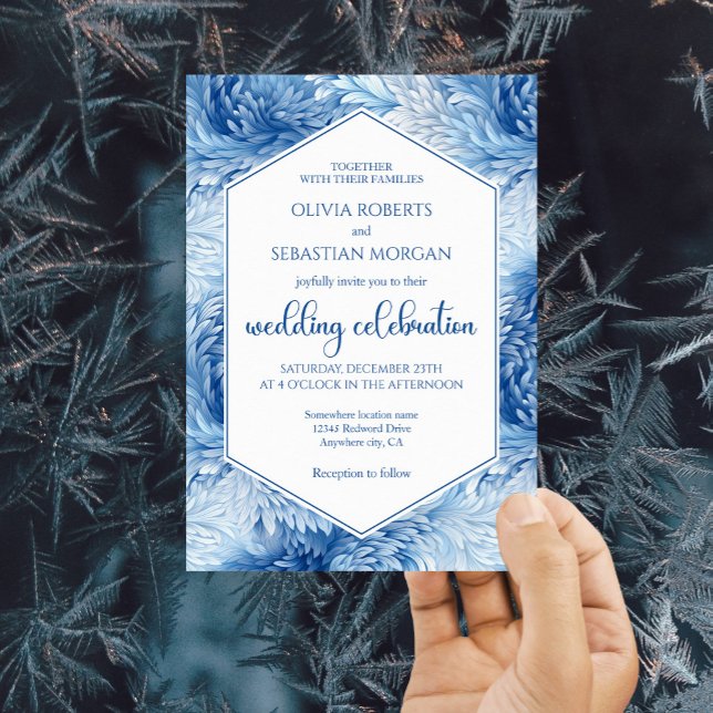 Invitation Winter Wonderland Blue Snowflakes Mariage (Créateur téléchargé)