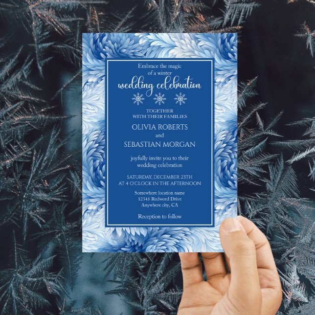 Invitation Winter Wonderland Blue Snowflakes Mariage (Créateur téléchargé)