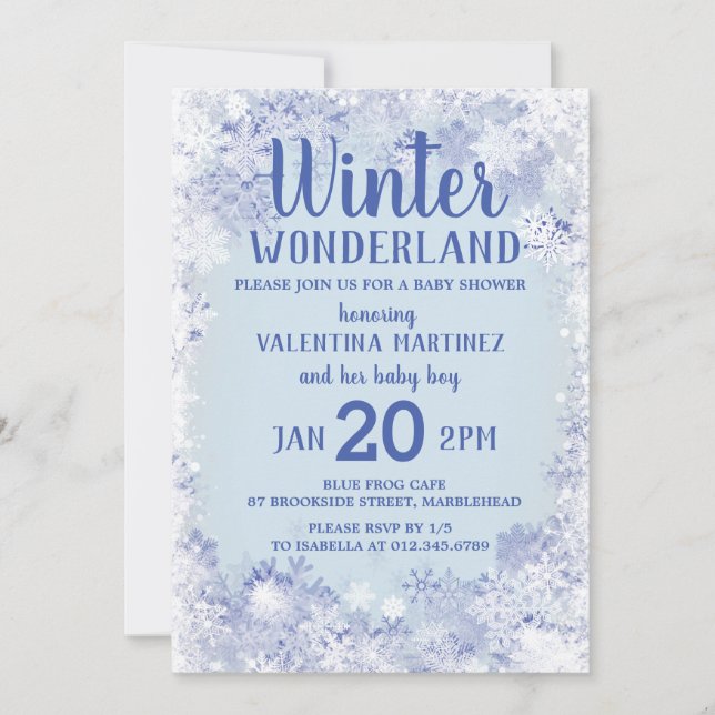 Invitation Winter Wonderland Boy Baby shower (Devant)