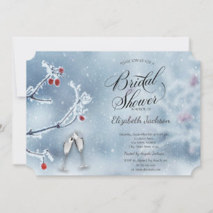 Invitation Winter Wonderland Branches Fête des mariées bleue