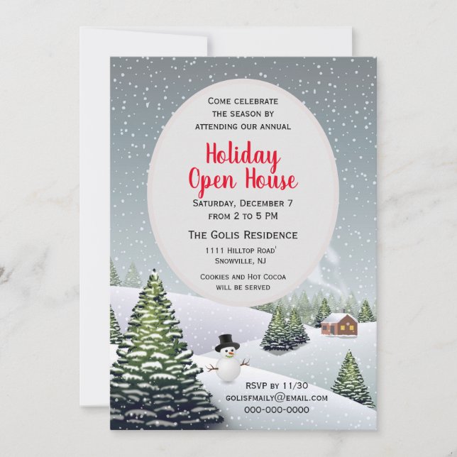 Invitation Winter Wonderland Christmas Holiday Open House (Devant)
