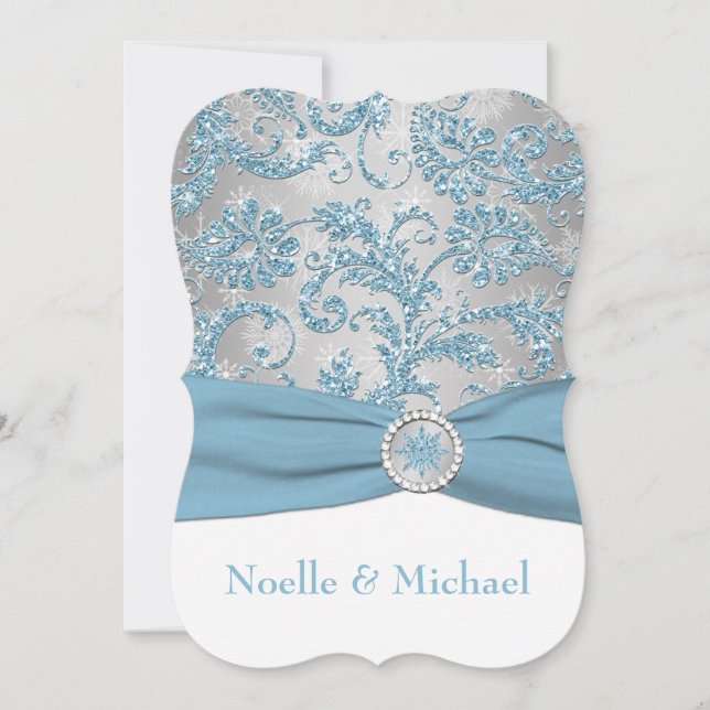 Invitation Winter Wonderland, Crystal Buckle Wedding Invite (Devant)