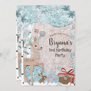 Invitation Winter Wonderland Deer Holiday Fête des neiges Ann