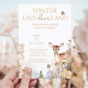 Invitation Winter Wonderland Deer Premier anniversaire