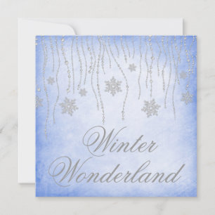 Invitation Winter Wonderland Diamond Snowflakes Prom Blue