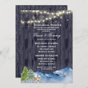 Invitation Winter Wonderland   Dîner de répétition aquarelle