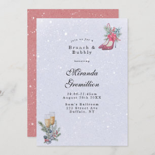 Invitation Winter Wonderland Dusty Blue Brunch et Bubbly