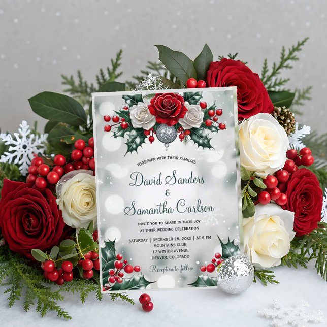 Invitation Winter Wonderland Élégant Mariage des feux de forê (Créateur téléchargé)