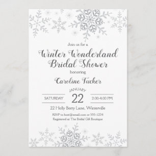 Invitation Winter Wonderland Fête des mariées Silver Snowflak