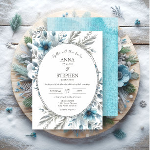 Invitation Winter Wonderland Floral Mariage