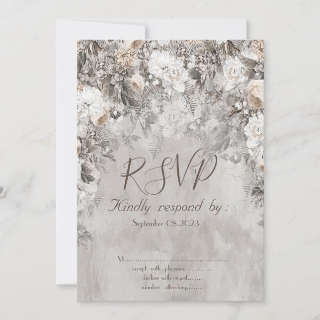 Invitation Winter Wonderland Flowers Forêt RSVP (Devant)