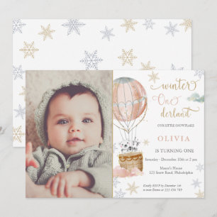 Invitation Winter Wonderland Girl premier anniversaire Photo