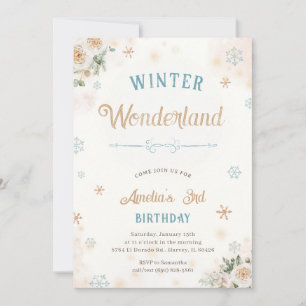 Invitation Winter Wonderland Ice Neige Princesse Fille Annive