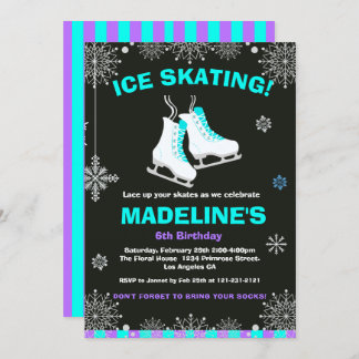 Invitation Winter Wonderland Ice Ski Chalkboard Anniversaire