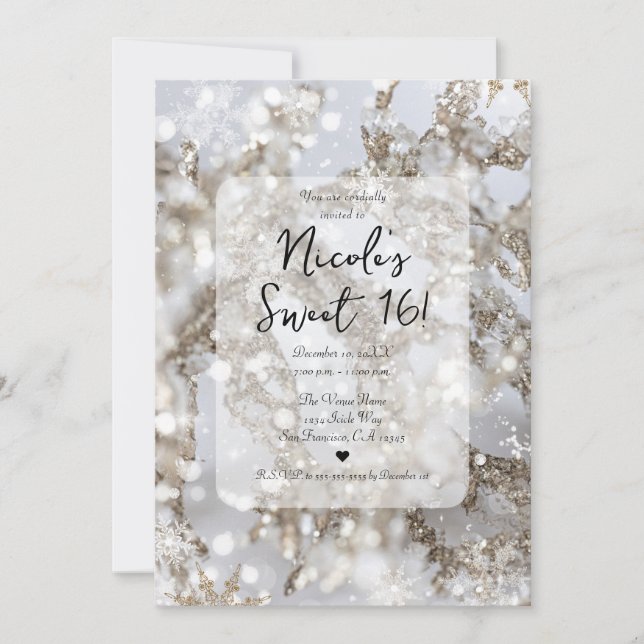 Invitation Winter Wonderland Icicle Glitz Douze Ans Sucré (Devant)