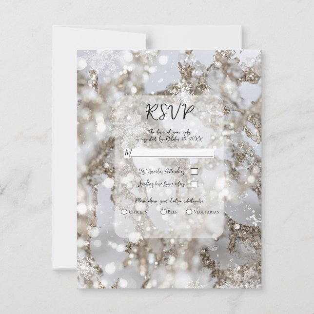 Invitation Winter Wonderland Icicle Glitz Mariage RSVP (Devant)