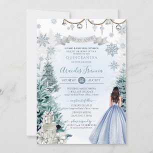 Invitation Winter Wonderland Light Blue Snowflake Quinceanera